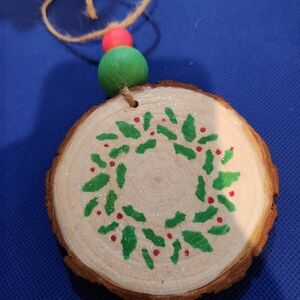 Handmade Wood Disc Christmas Ornament